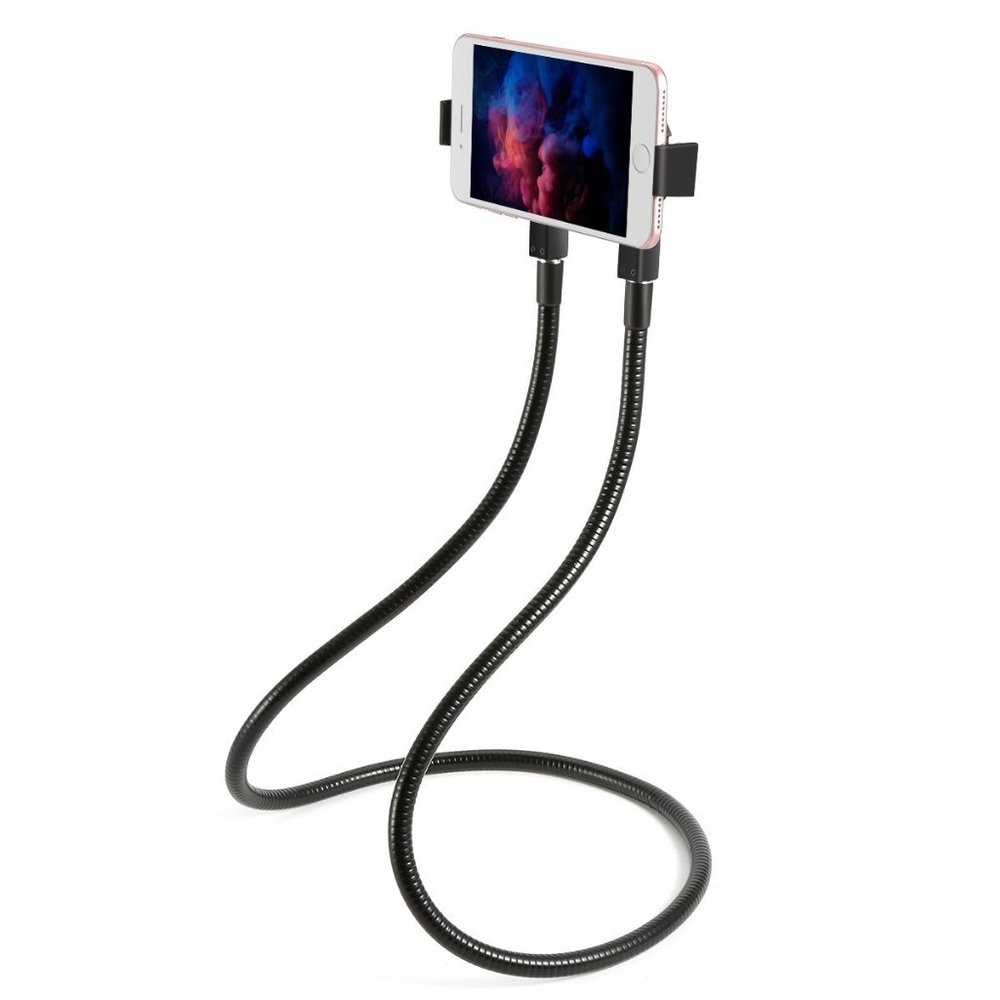 Flexible Black Dual-Arm Phone Holder Stand - Universal Mobile Mount